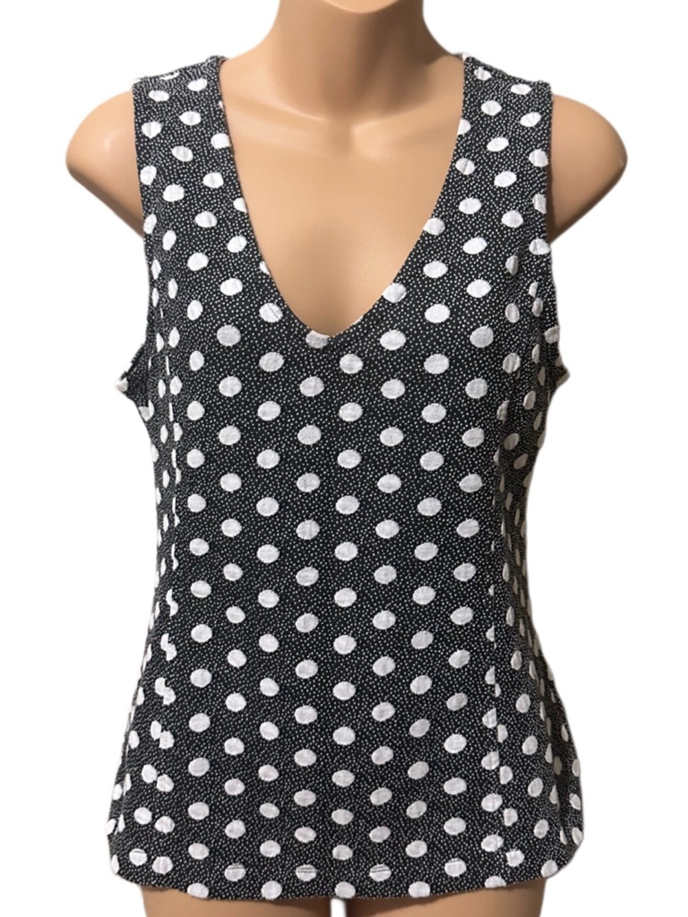 Anthropologie Maeve Black & White Polka Dot V-Neck Tank woman’s size M